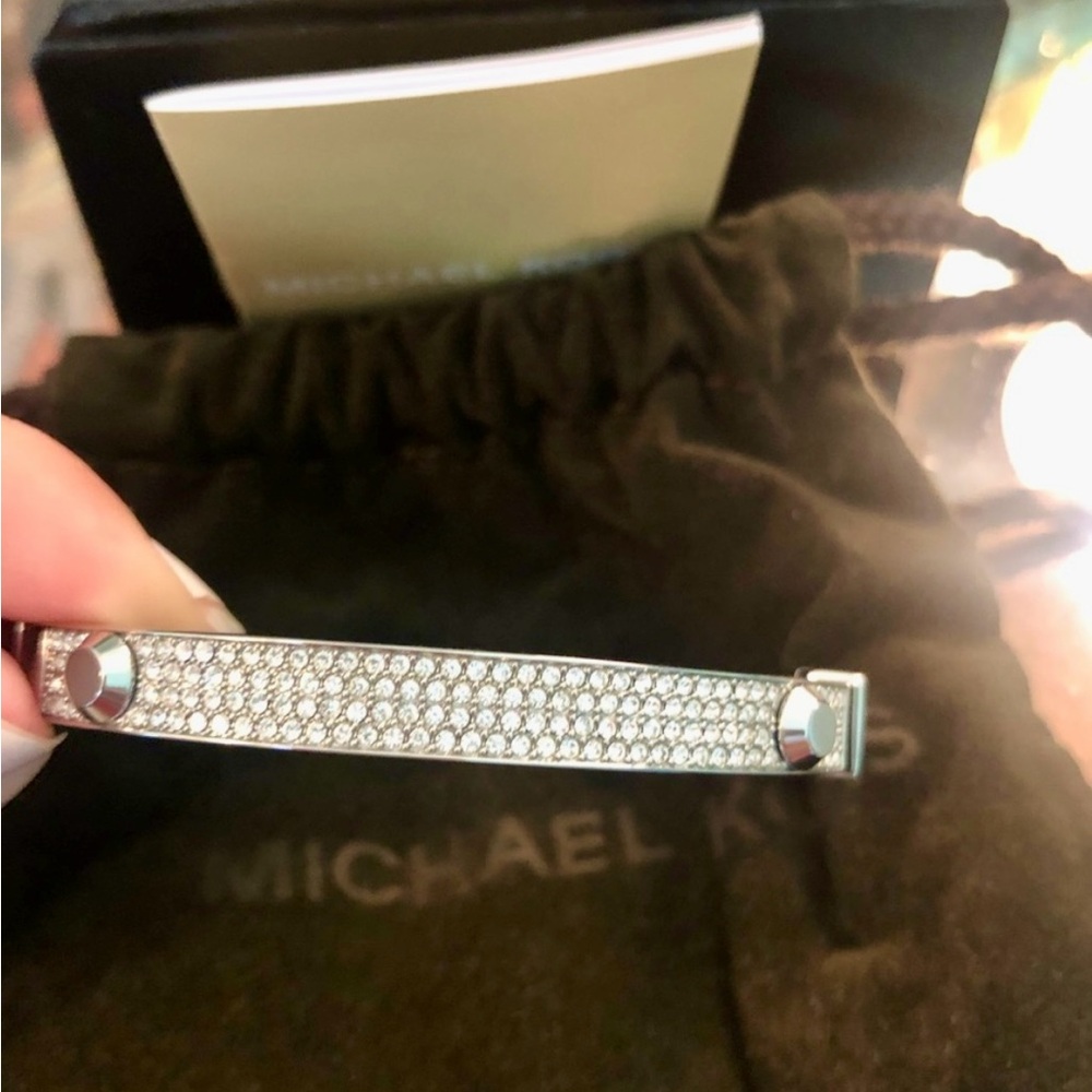 Michael Kors Silver-Tone Crystal Pave Astor Stud Bracelet